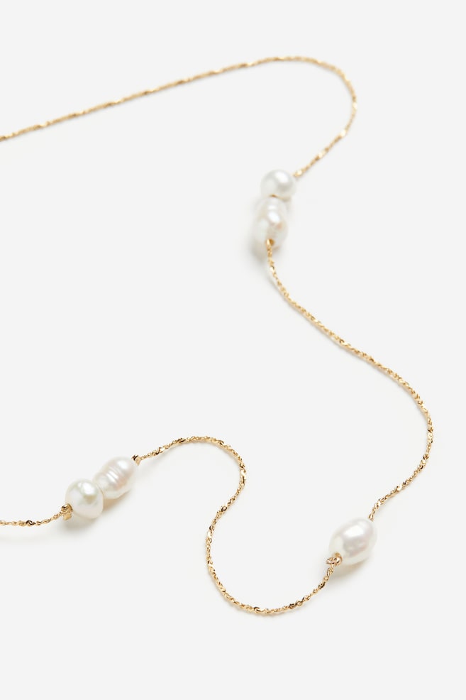 Gold-plated pearl necklace - Gold-coloured/White - 3