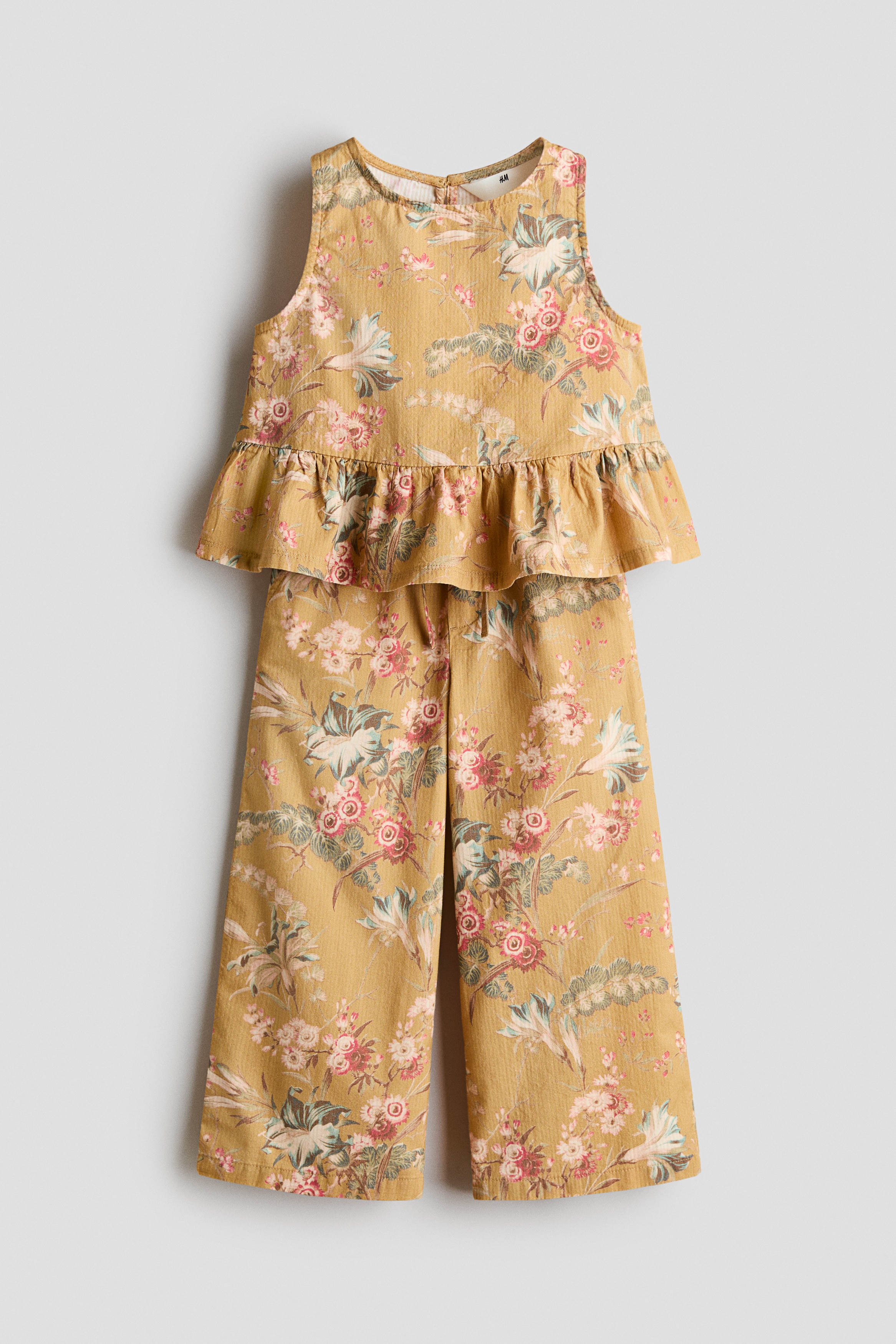 2-piece patterned cotton set - Dark beige/Floral
