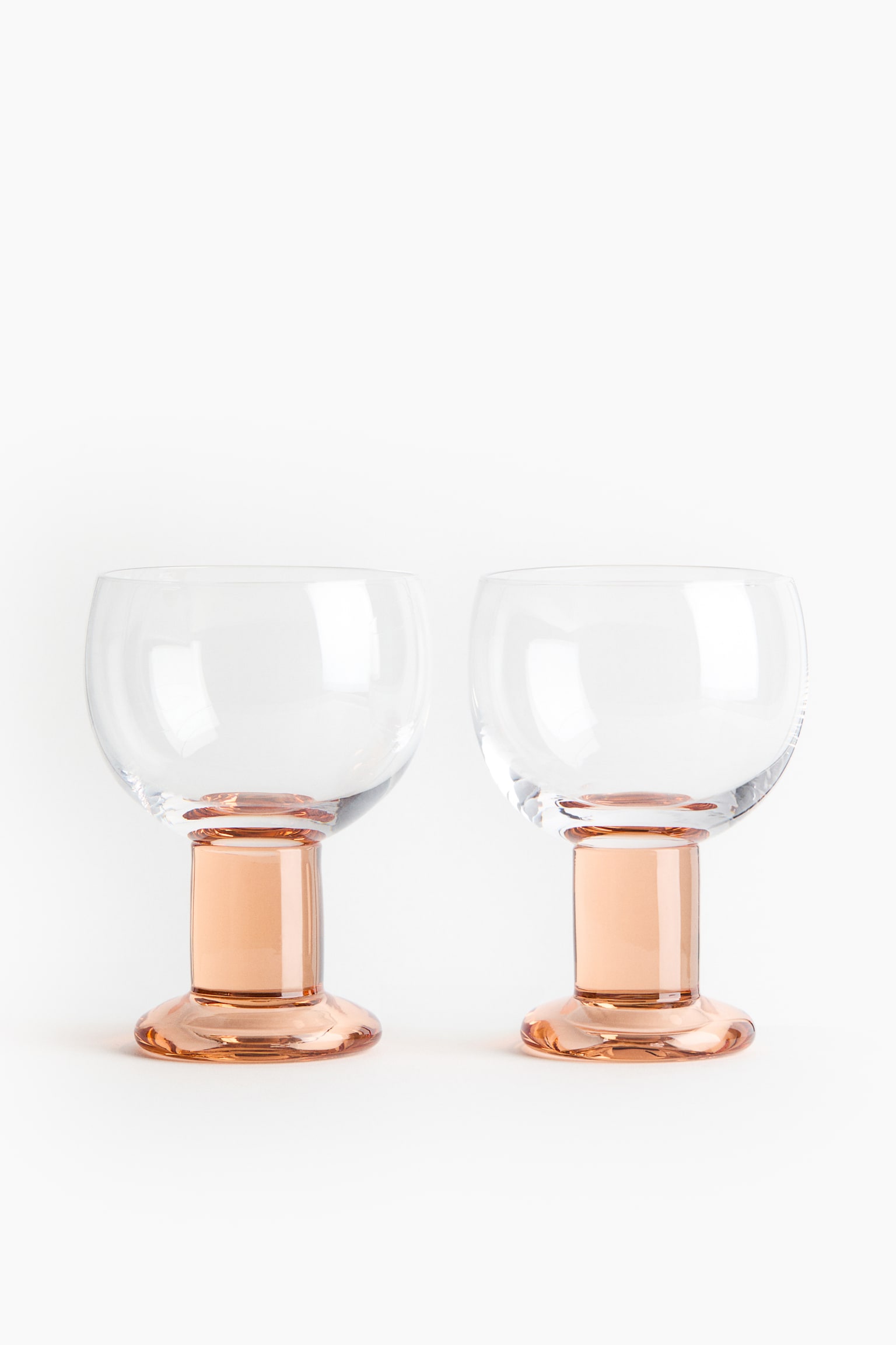 2-Pack Mouth-Blown Wine Goblets - Light pink/Transparent