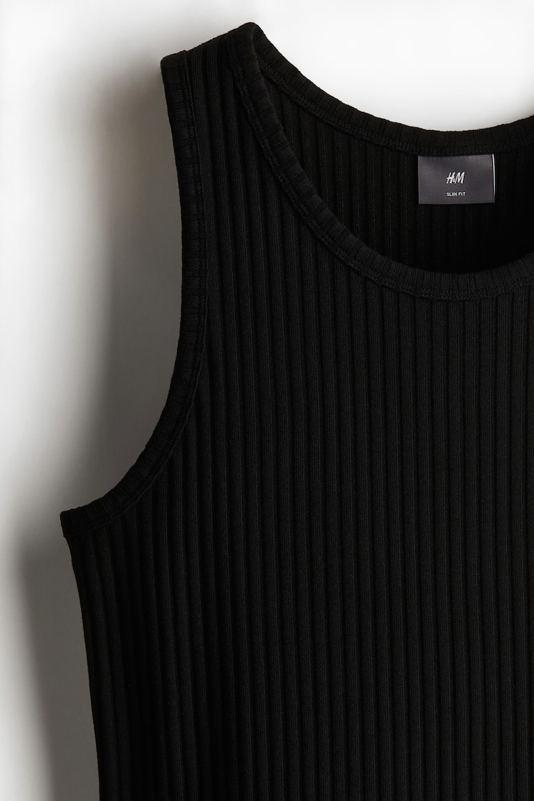 Canotta a coste Slim Fit Nero UOMO H&M IT