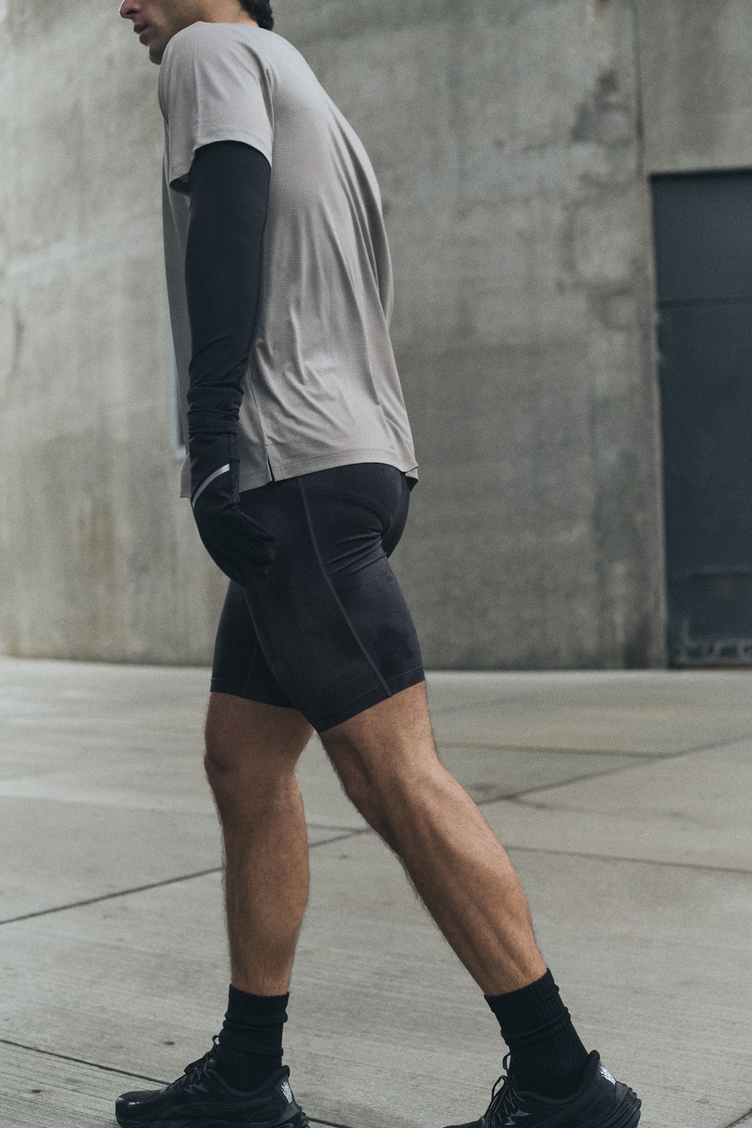Short running tights with DryMove™ - Grey/Patterned/Black - 1