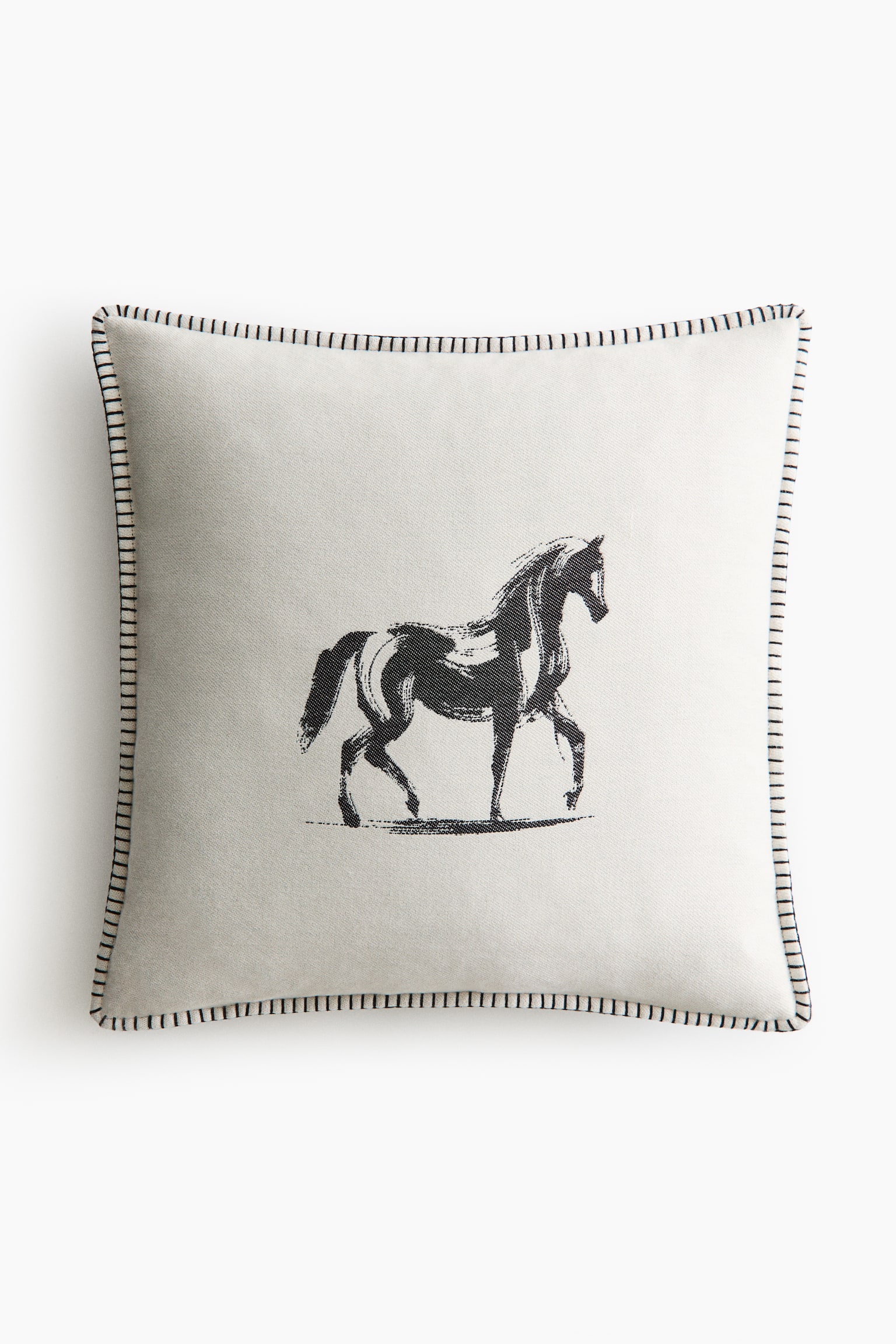 Motif-Detail Cushion Cover - Black/horse