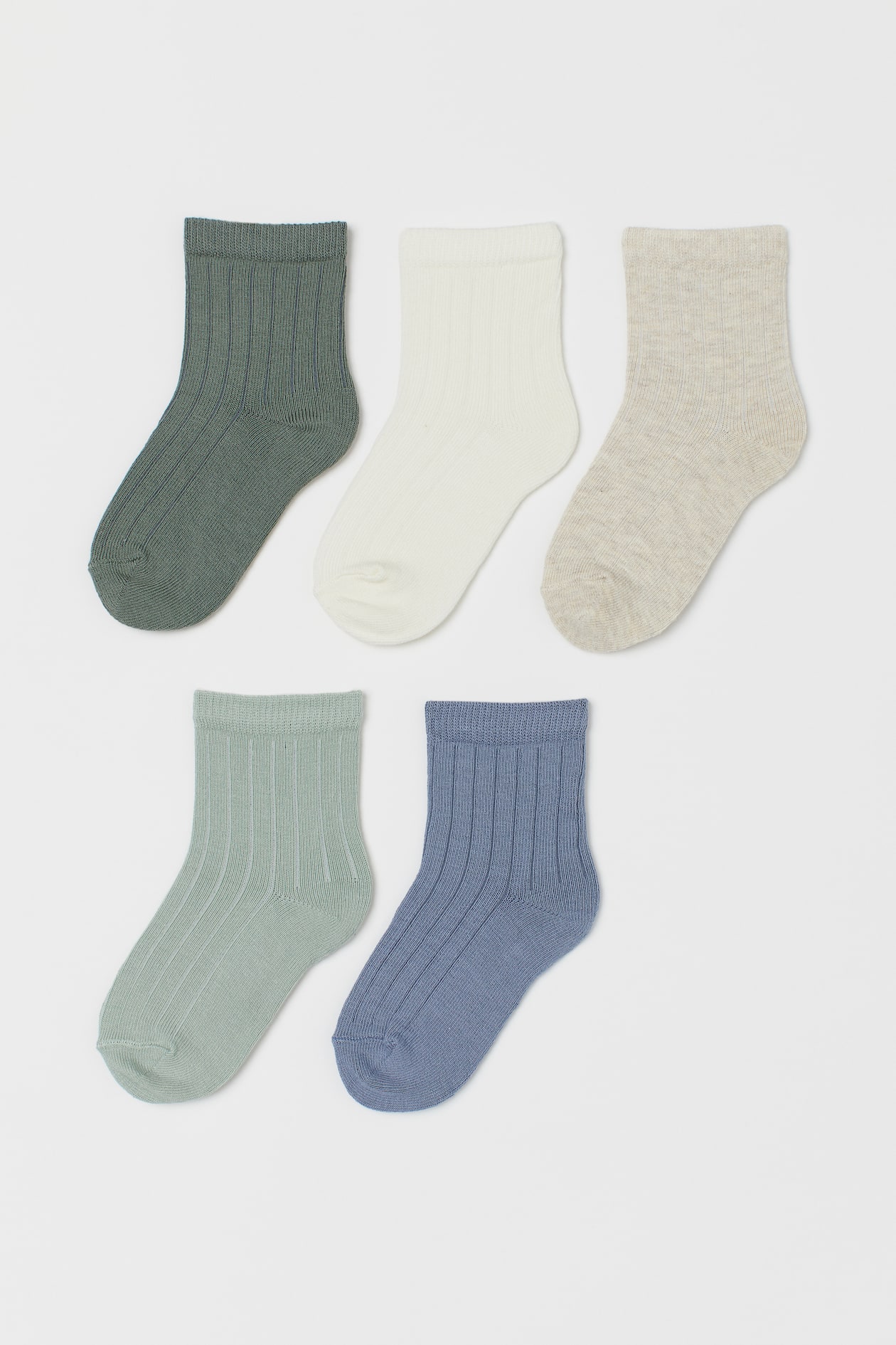 5-pack Socks - Light green/ribbed - Kids | H&M US