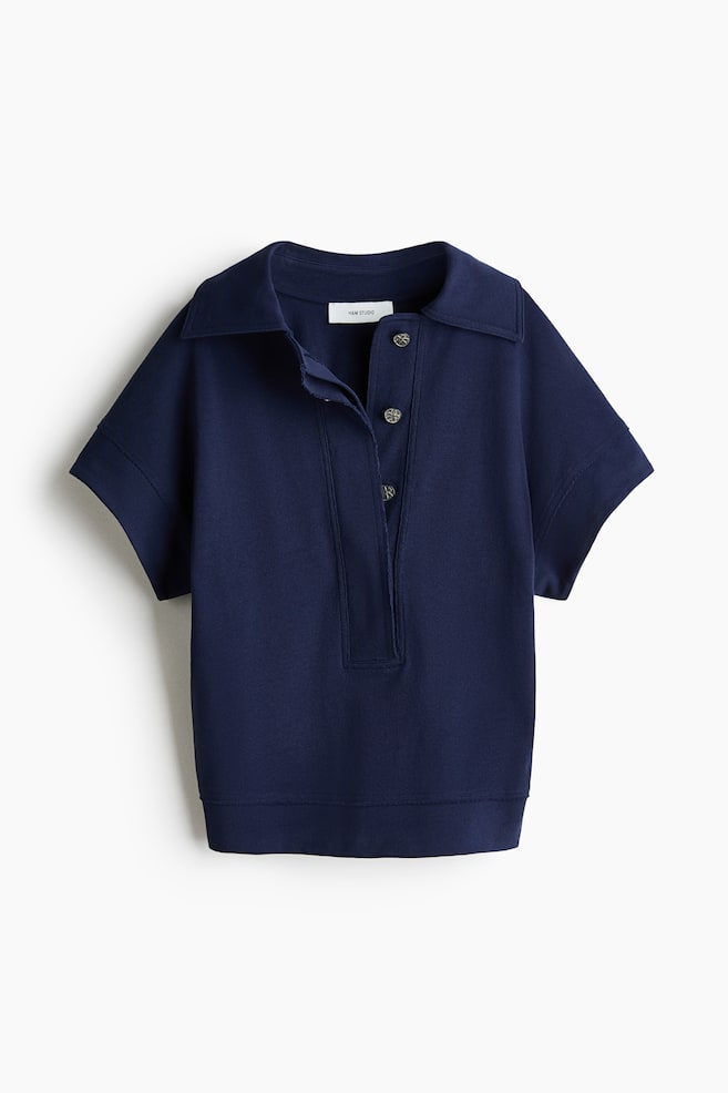 Cotton polo shirt - Navy blue - 1