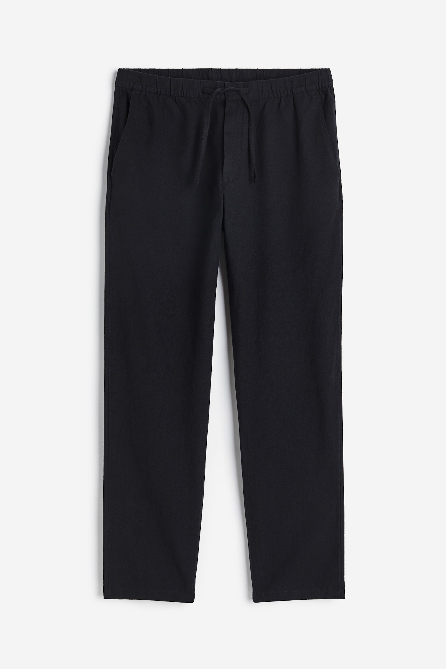 Regular Fit Linen-blend trousers - Black/White/Grey/White marl - 2