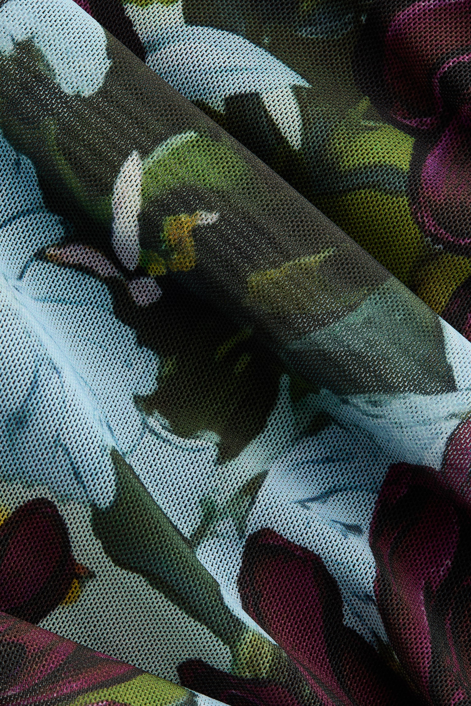 שמלת רשת א-סימטרית - סגול שזיף/פרחוני - 6