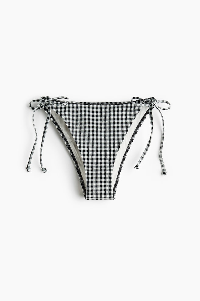 Tie tanga bikini bottoms - Black/Gingham check/Yellow/Gingham check - 1