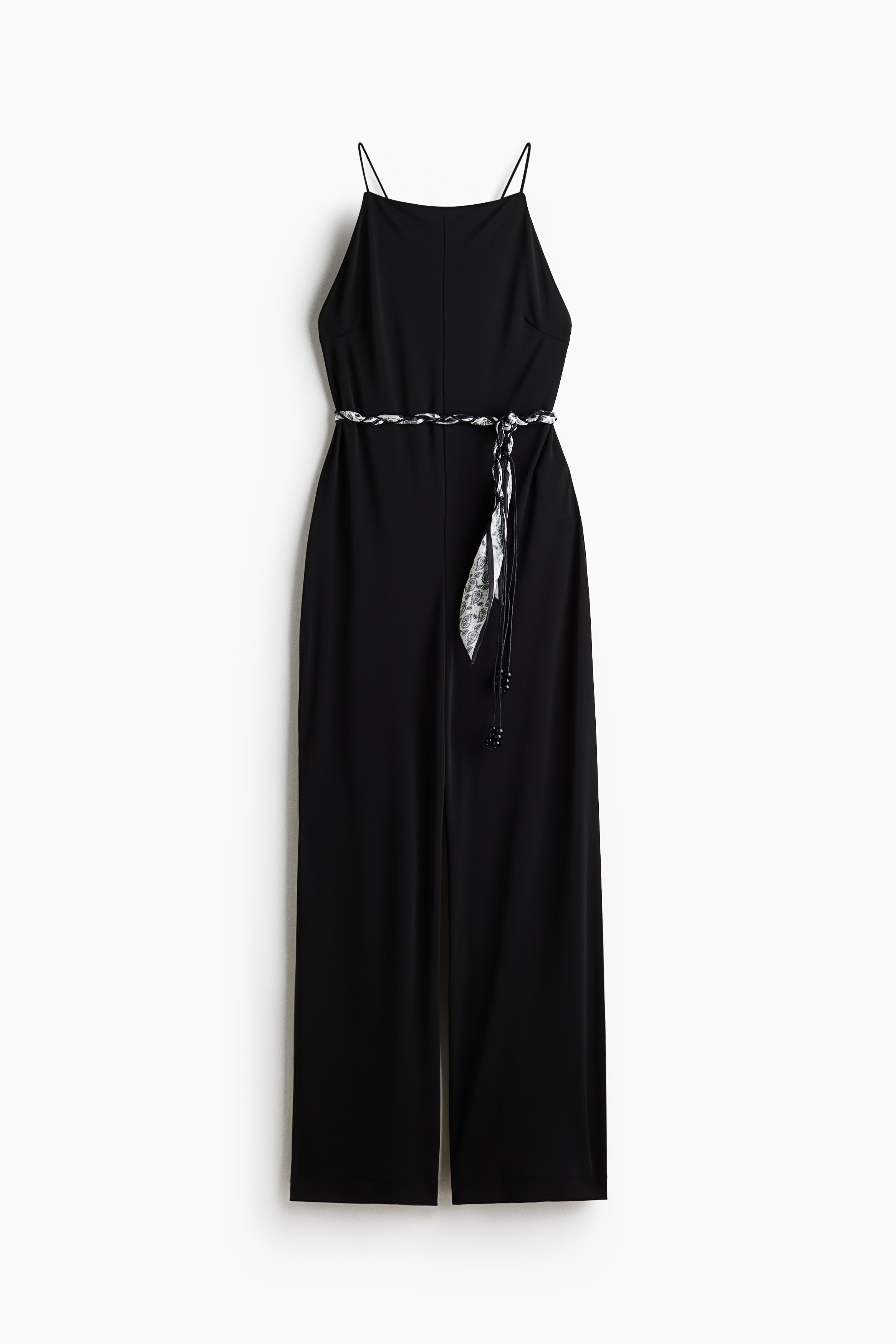 Tie-belt strappy jumpsuit - Black