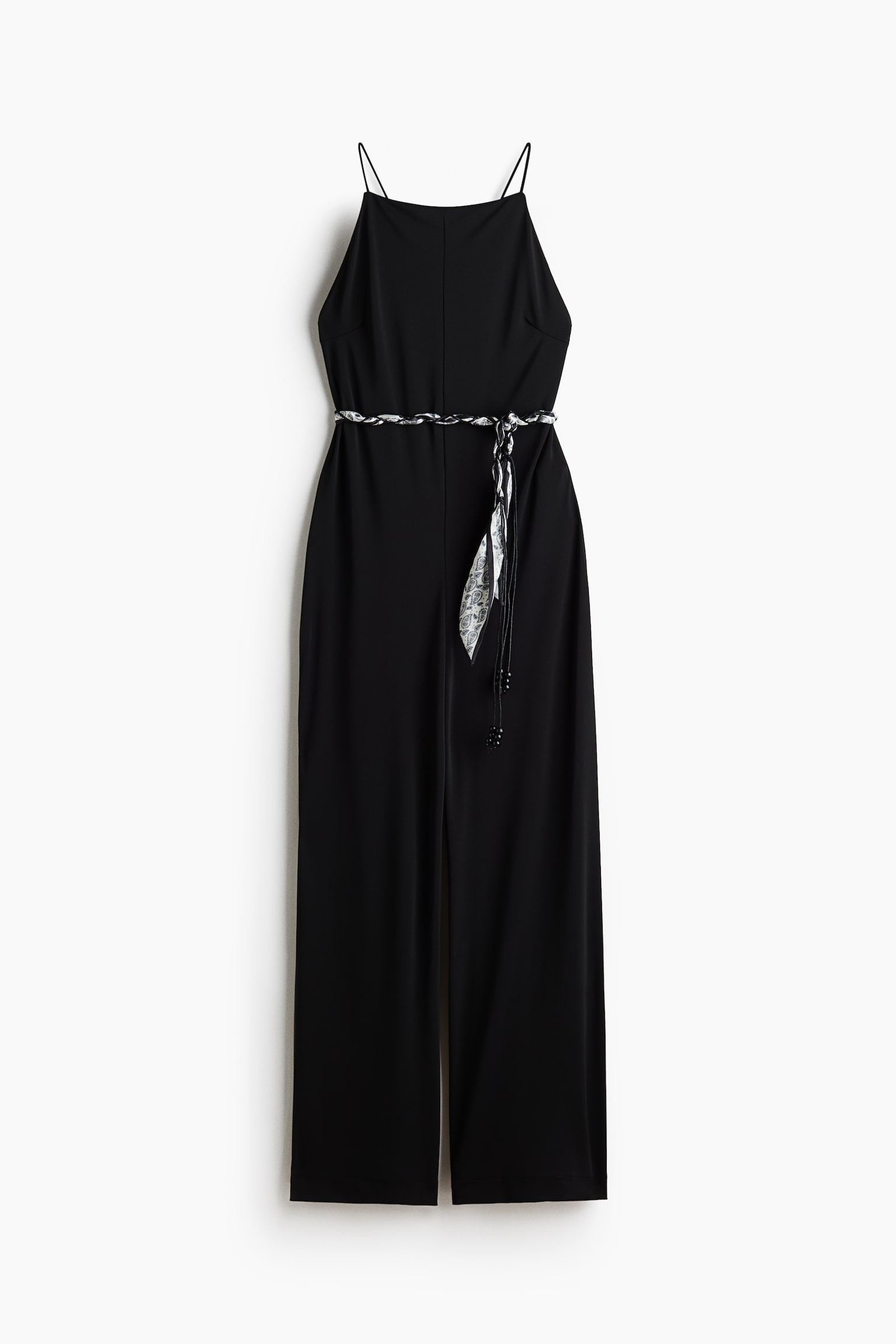 Tie-belt strappy jumpsuit - Black - 1