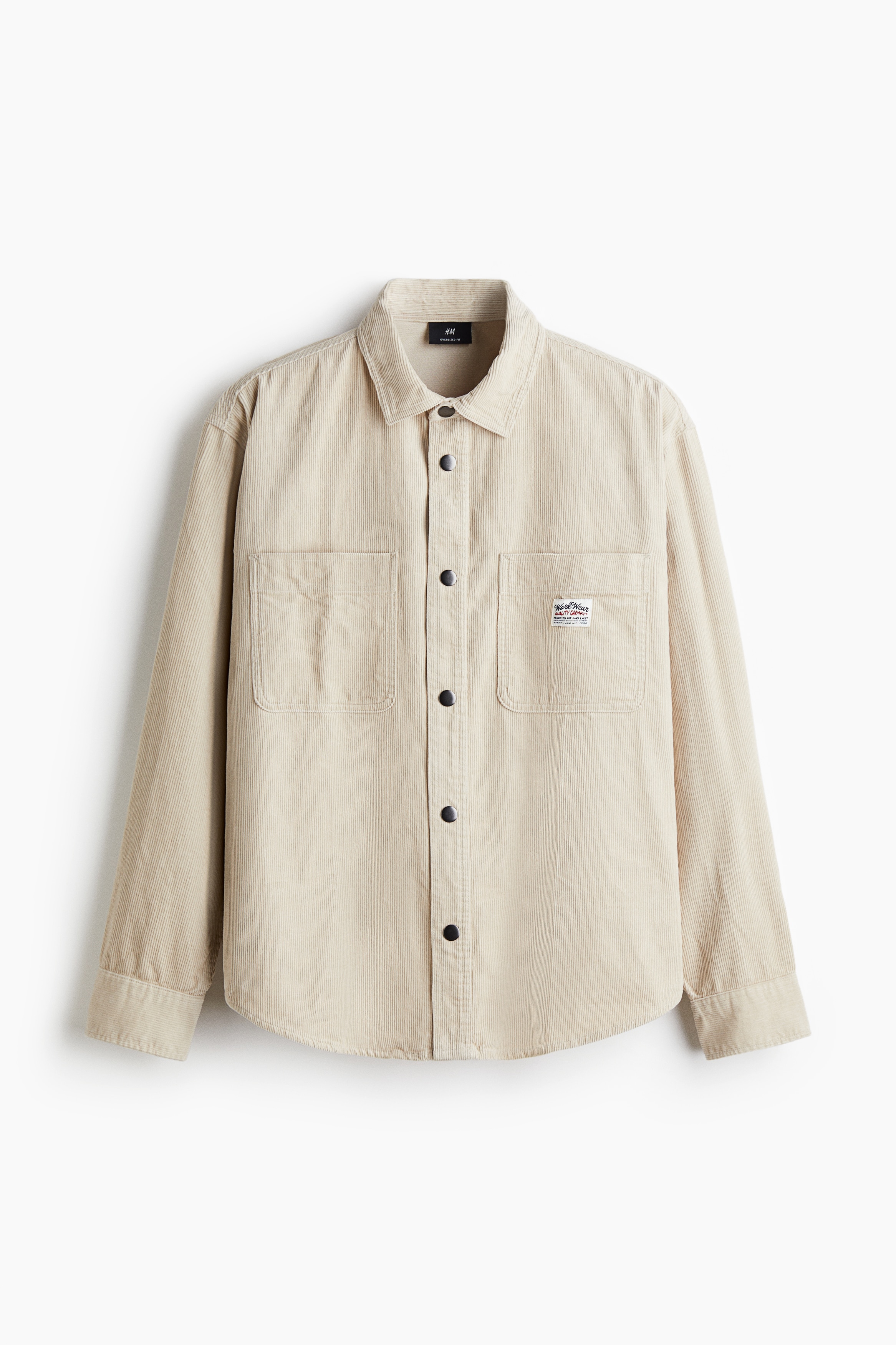 Oversized cotton corduroy shirt - Light beige/Light blue/Dark green