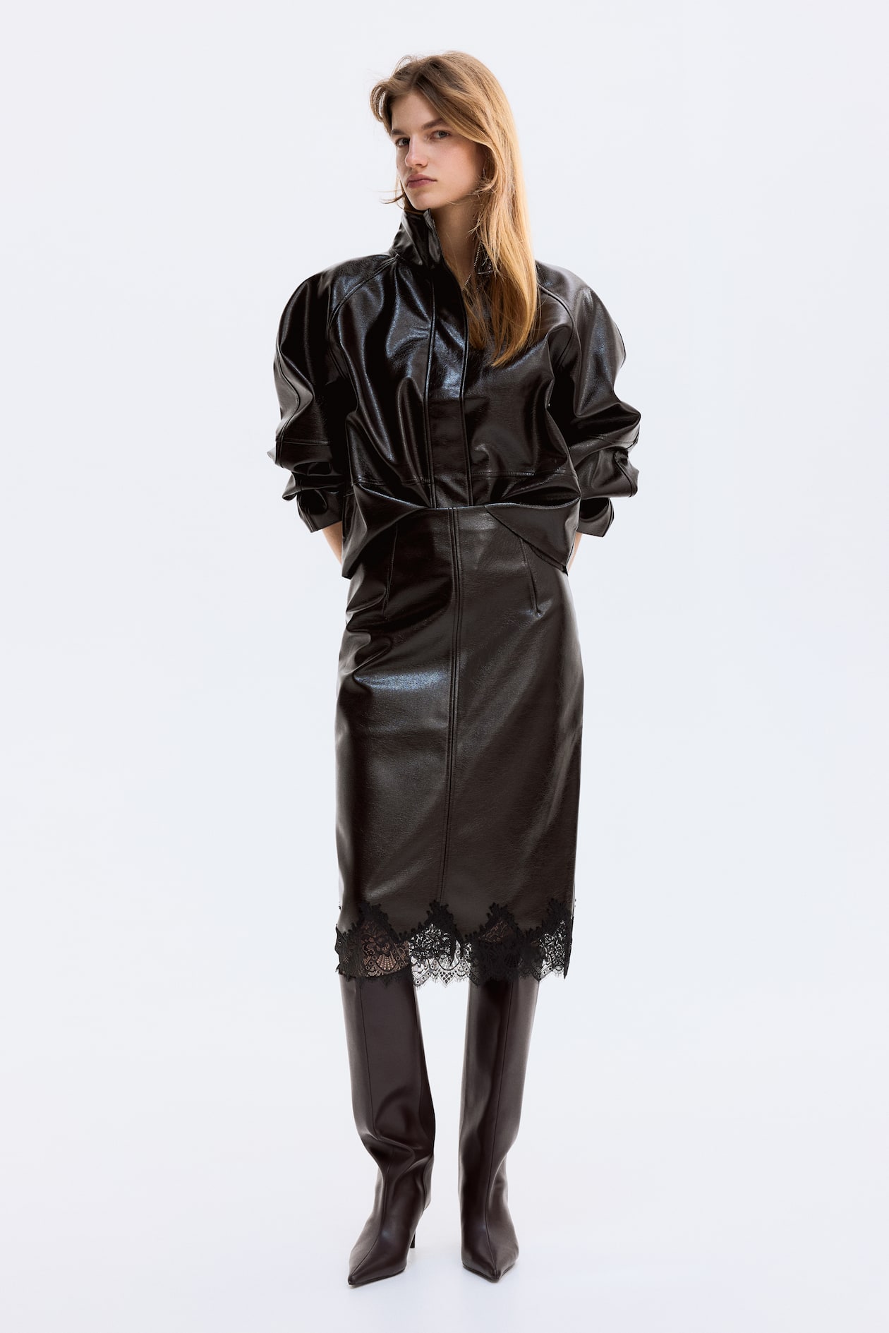 Coated Pencil Skirt