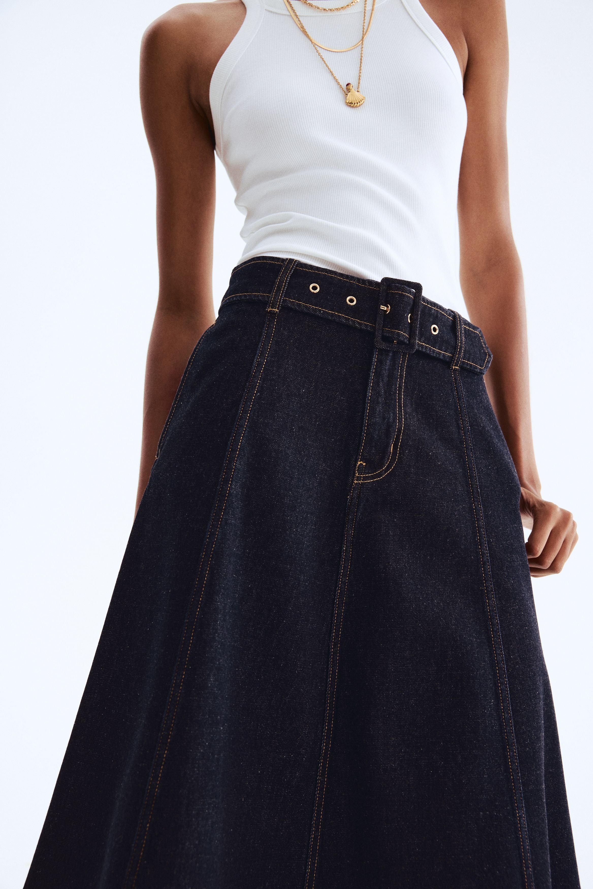 A-line denim skirt