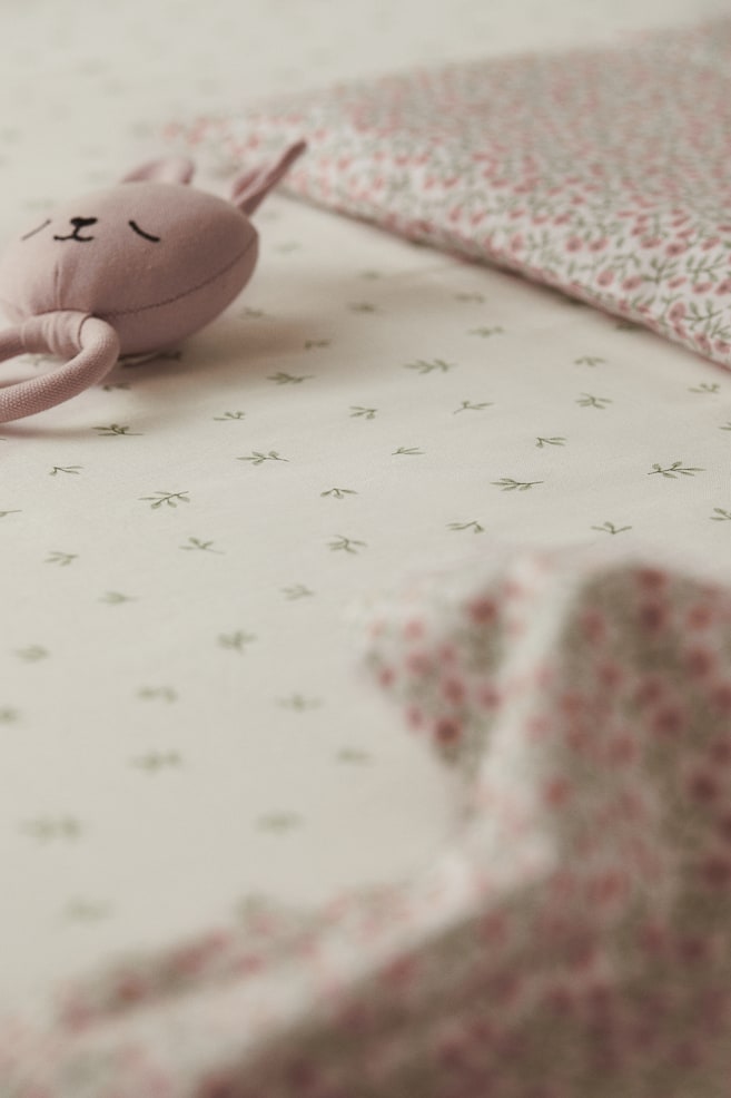 Cot fitted sheet - Natural white/Floral/Natural white/Rainbows/Light pink/Hearts/Beige/Floral/dc - 2