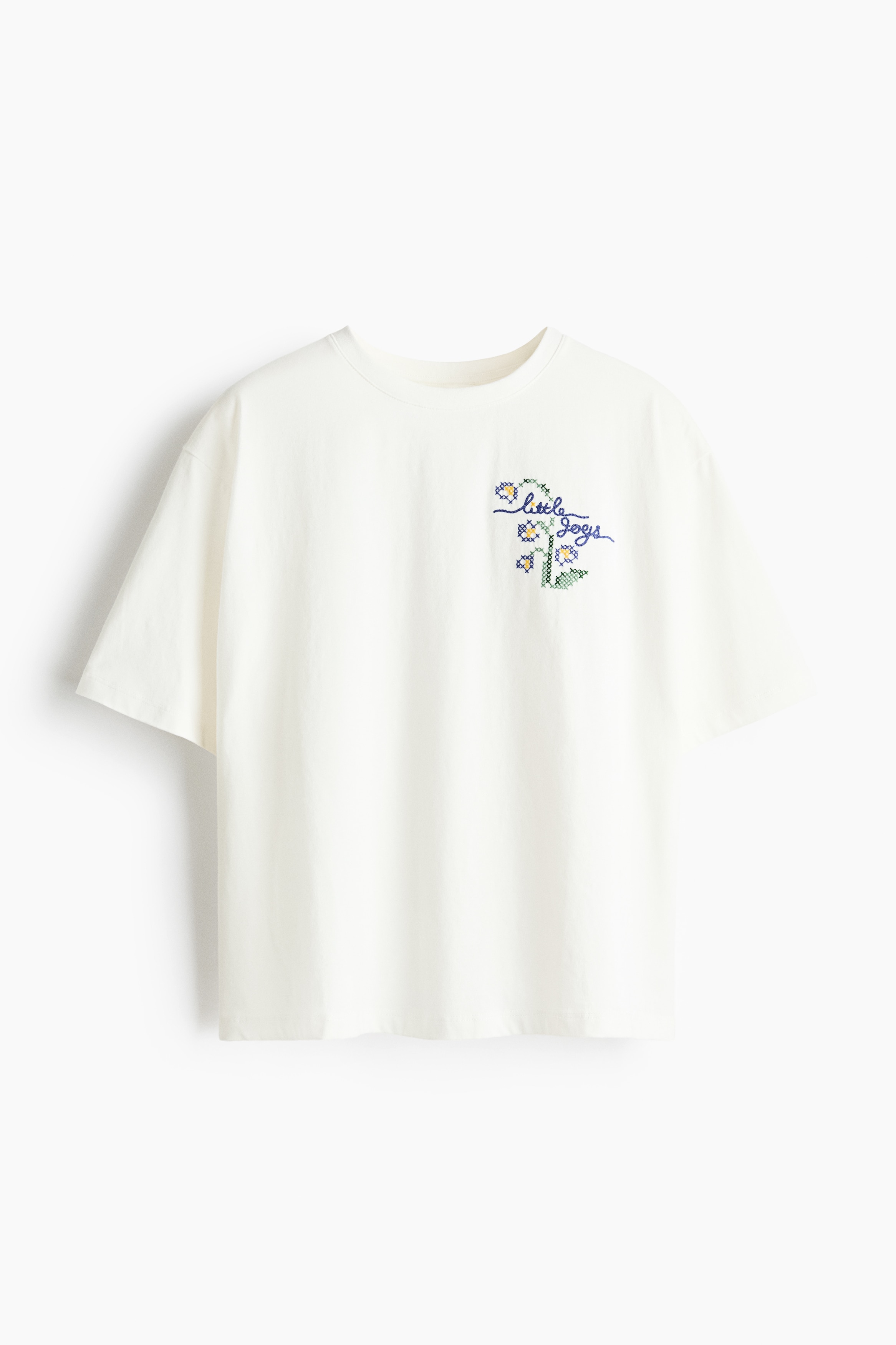 エンベリッシュドTシャツ - ホワイト／Little Joys/ライトグレーメランジ／Serenity/ブラック