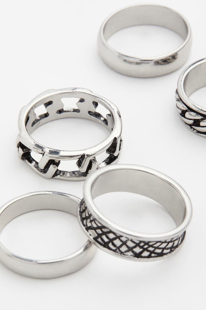 5-pack rings - Silver-coloured - 4