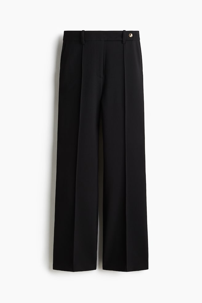 Flared crease-detail trousers - Black - 1