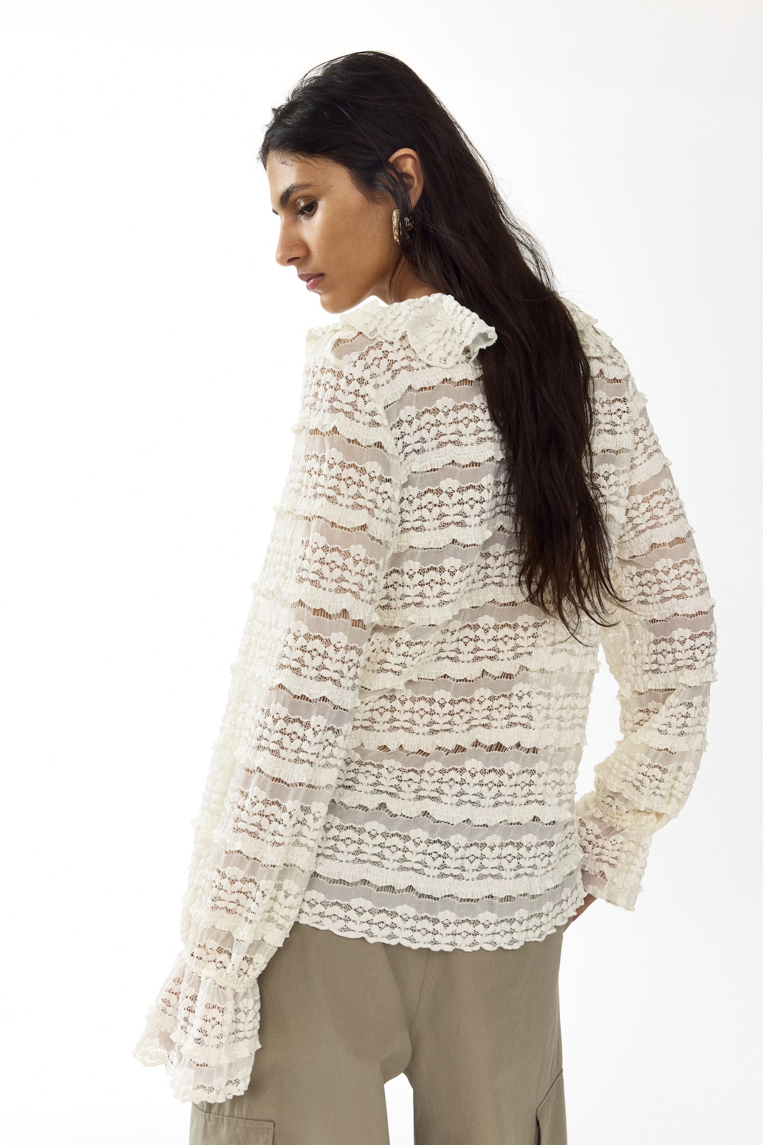 Lace-look jersey blouse - 5