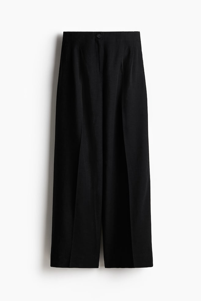 Pantalón amplio en mezcla de lino - Negro - 1