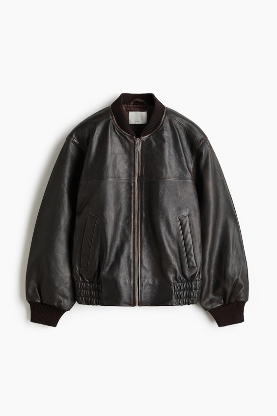 Женские куртки H&M Leather Bomber Jacket