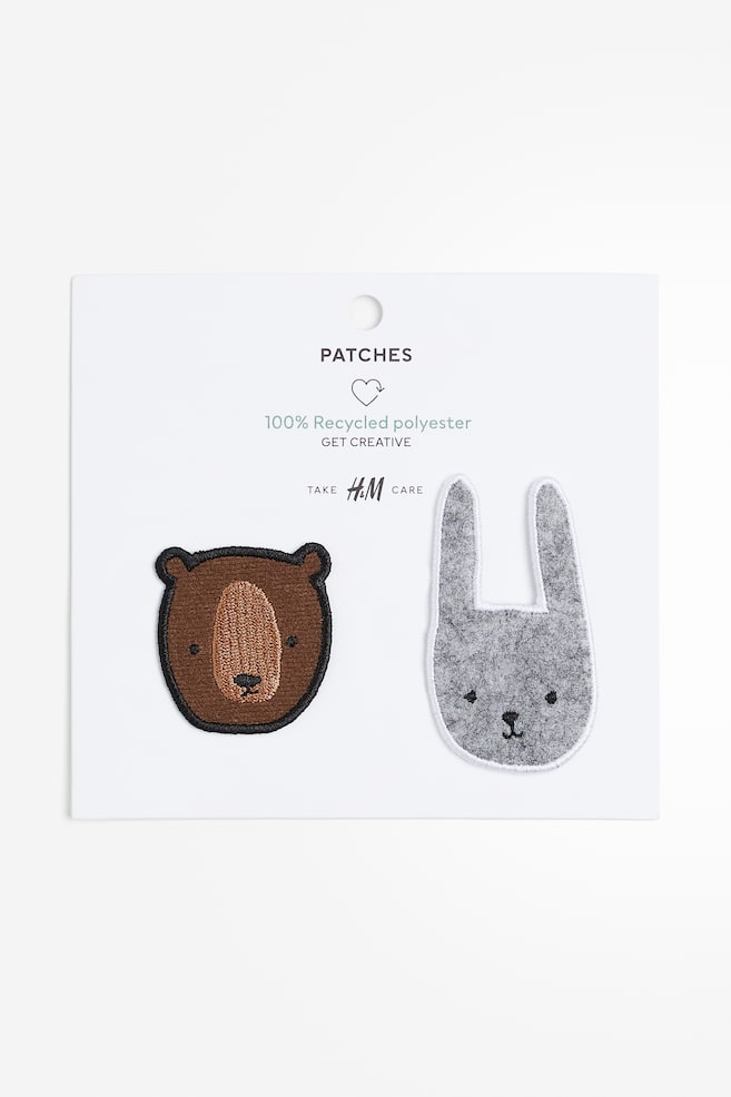 2-pack repair patches - Dark brown/Animals - 1