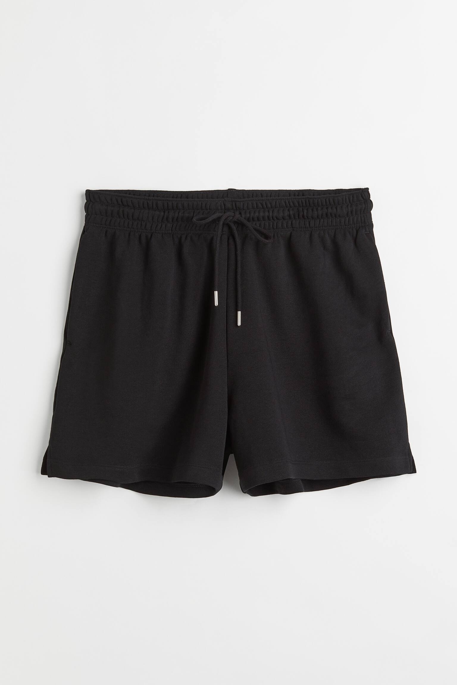 H&M+ Sweat Shorts - Black/Light yellow - 1