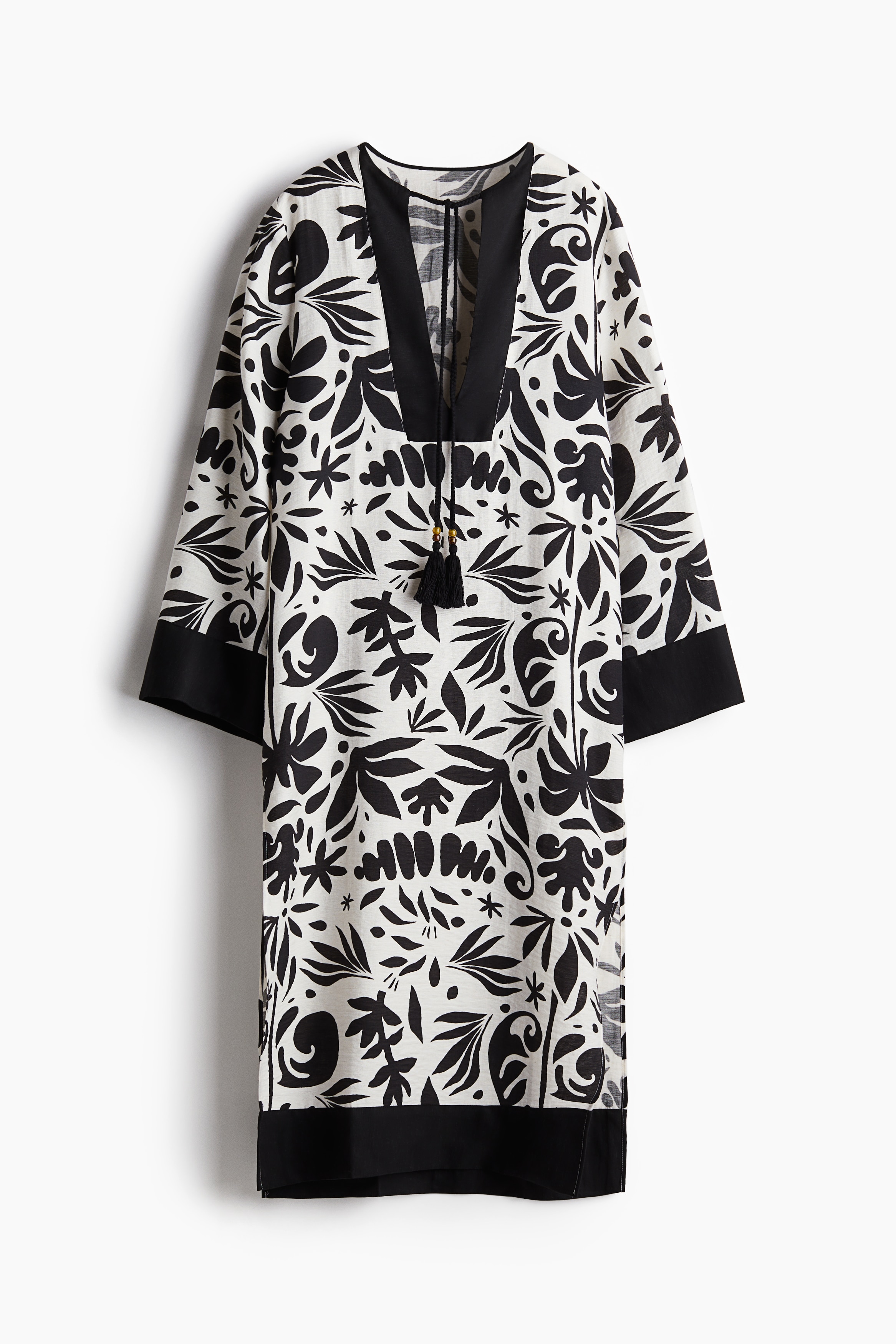 Strandtunika - Vit/Svartmönstrad