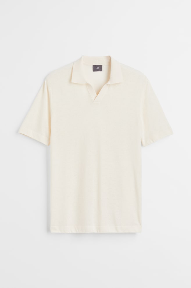 Poloshirt aus Leinenmix Regular Fit - Cremefarben/Dunkelrot/Helles Khakigrün - 2