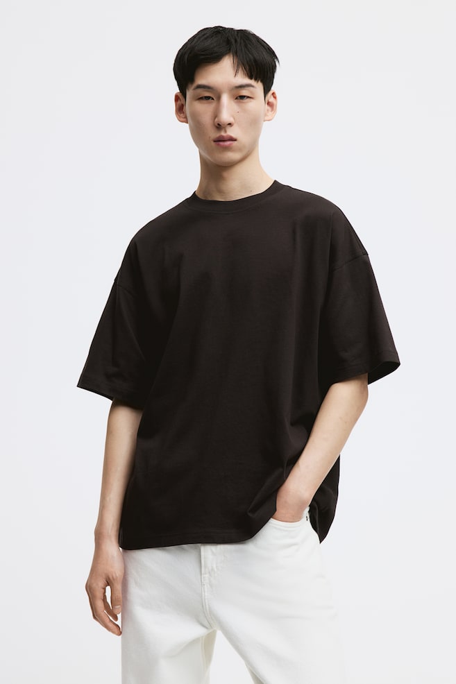Oversized Fit T-shirt - Black/White/Beige - 5