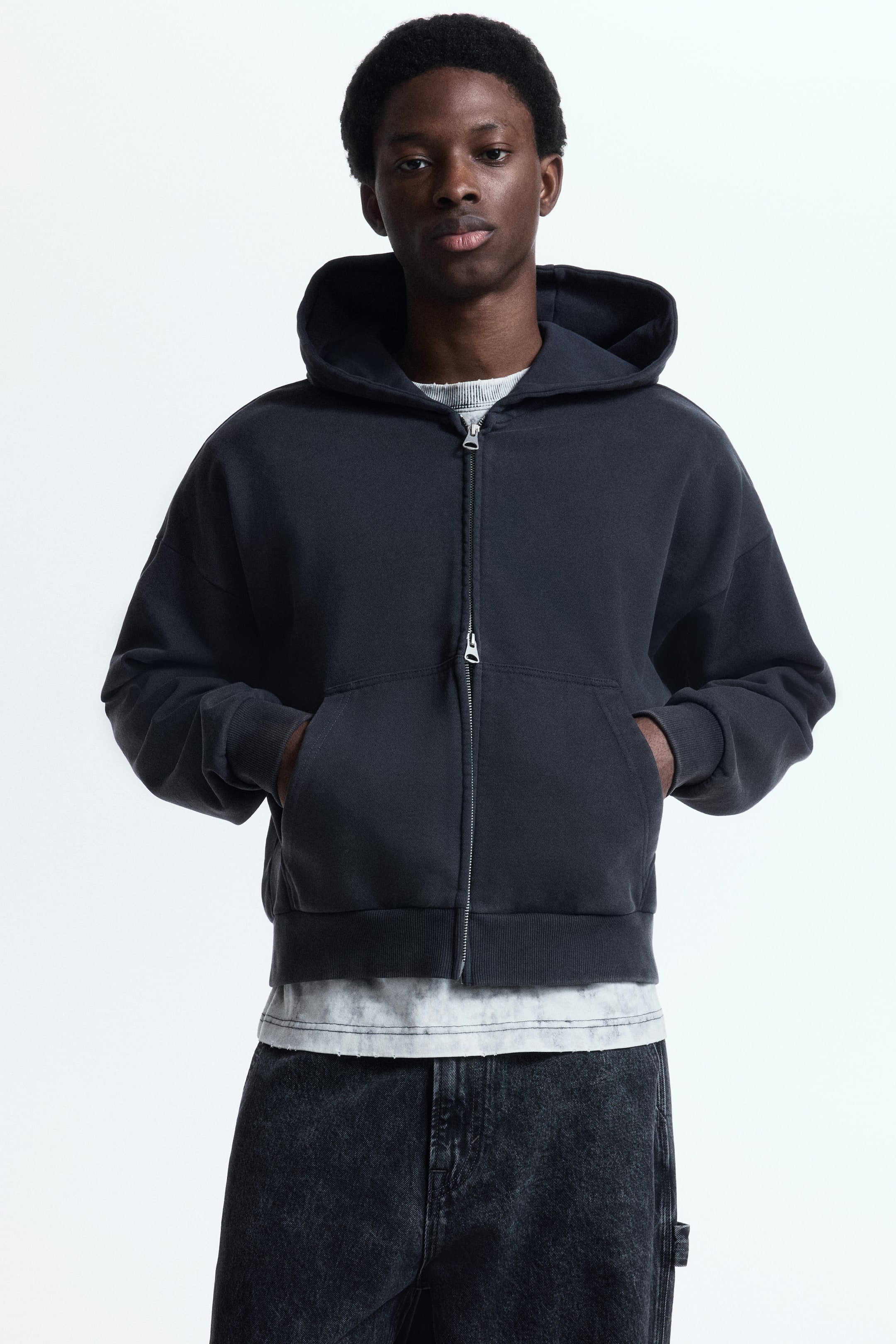 View larger image: Oversized Fit Zip-through hoodie - Dark grey - Men | H&M IN 1