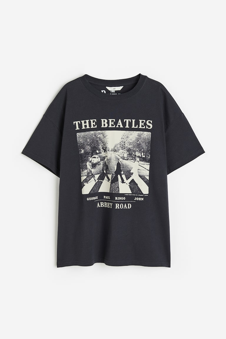Oversized printed T-shirt Dark grey/The Beatles Ladies H&M IN