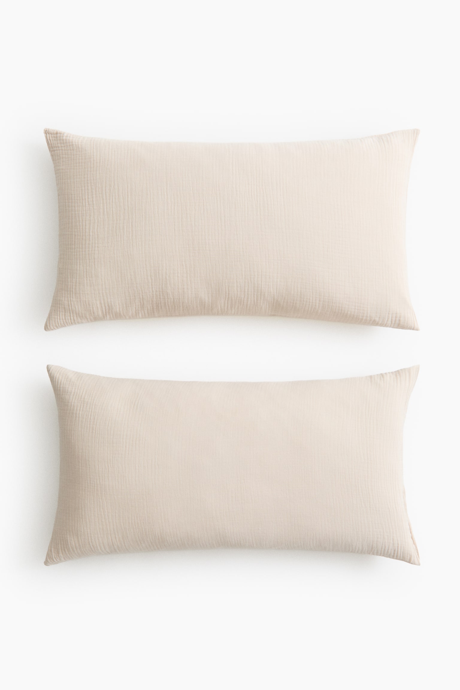 Pack 2 fundas de almohada en muselina de algodón - Beige empolvado claro/Blanco/Verde/Topo/Beige grisáceo claro - 1