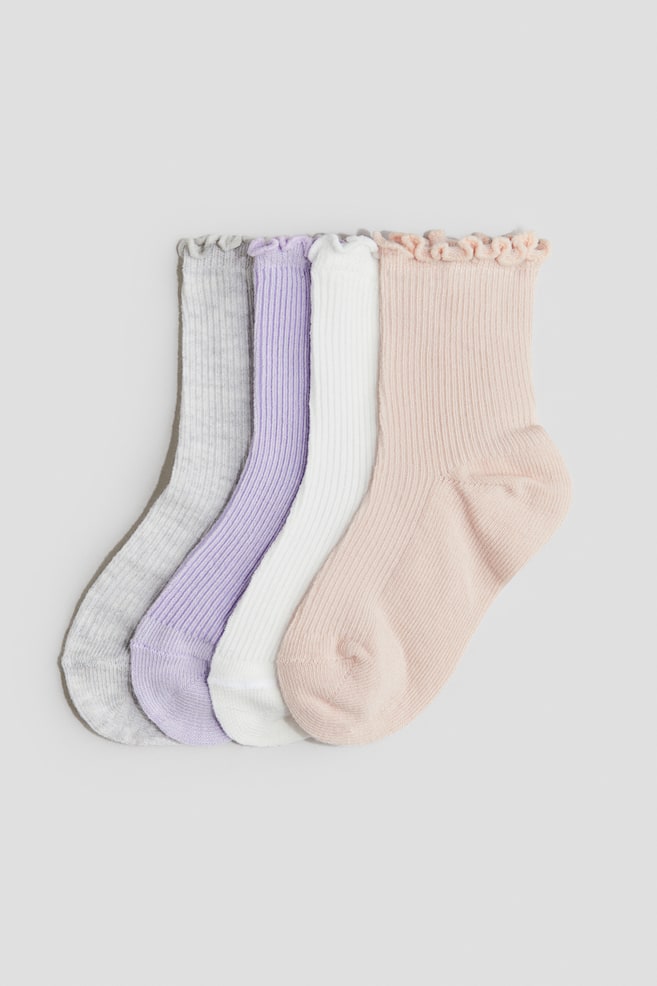 4-pack overlock-detail socks - Pink/Grey - 1