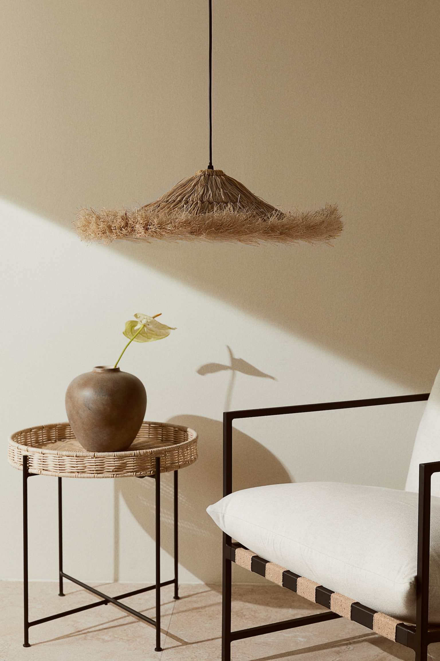 Straw pendant light - Beige - 2