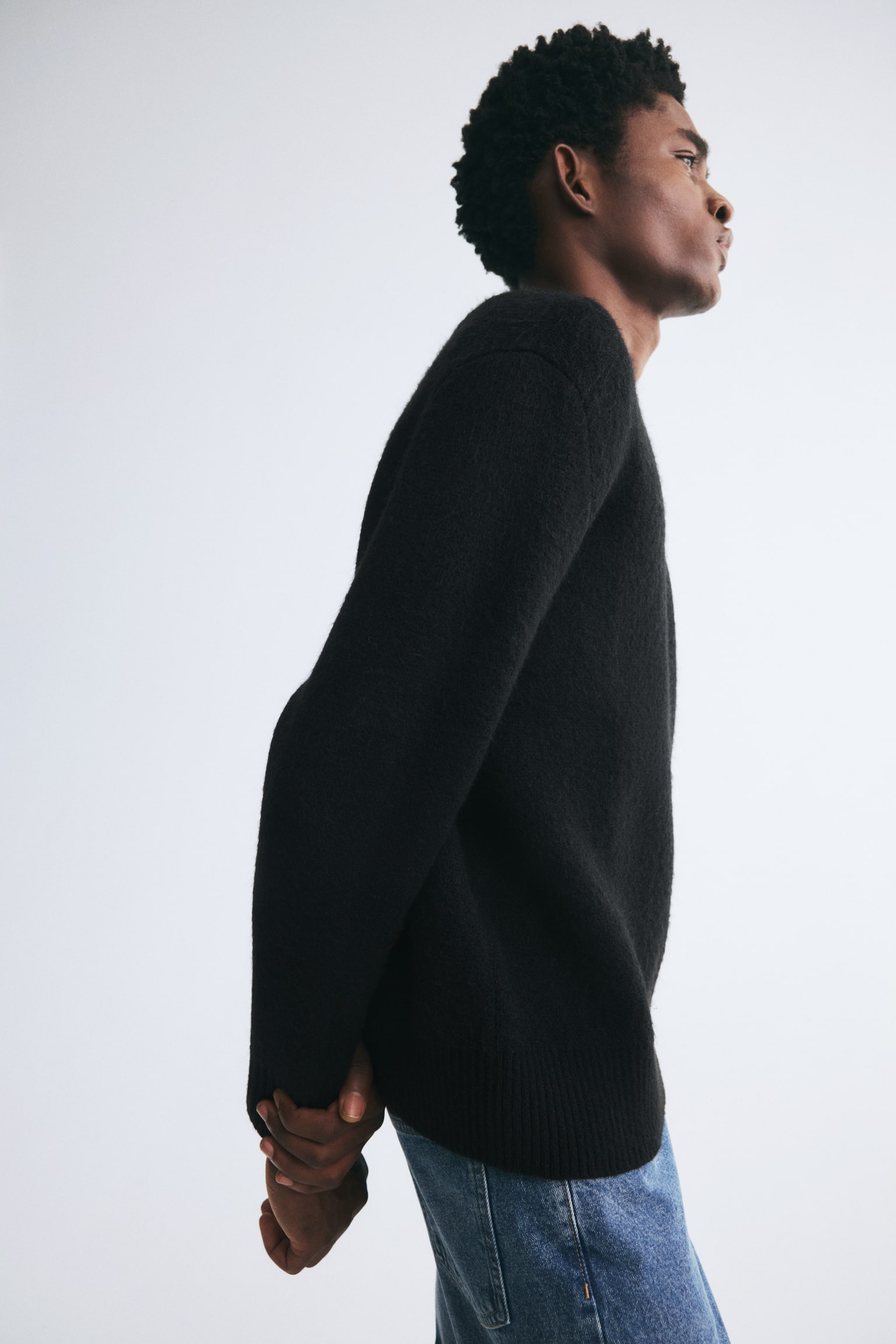 Мужской свитер H&M Relaxed-Fit, цвет: Чёрный — фото 7