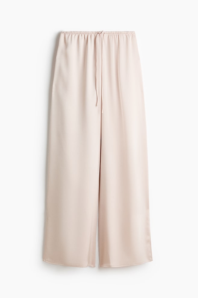 Drawstring satin pyjama bottoms - Pale beige - 1