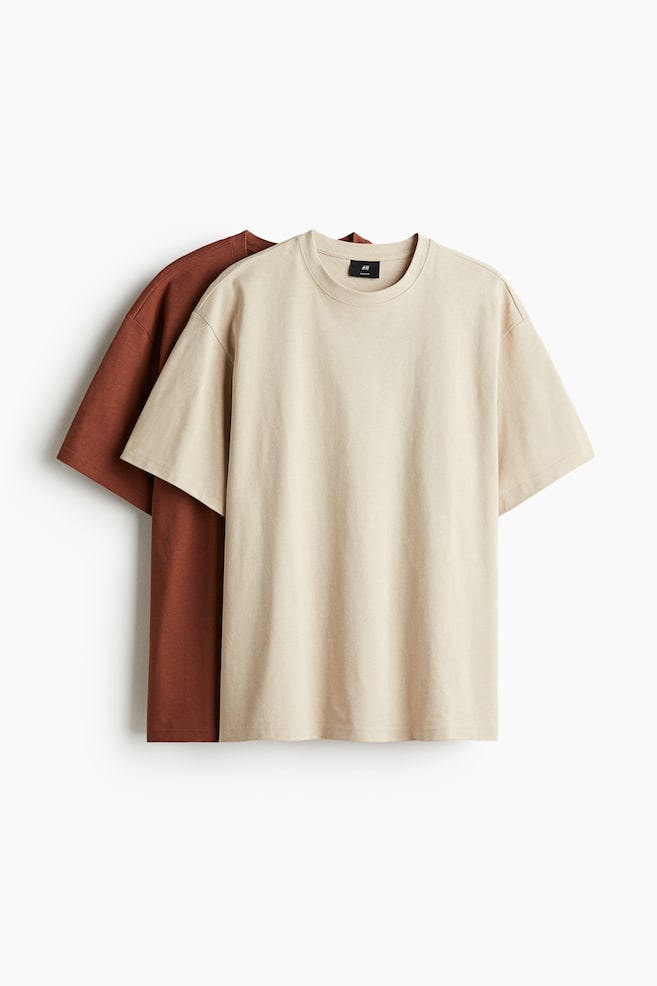 Lot de 2 T-shirts flottants - Marron/beige/Noir/blanc - 1