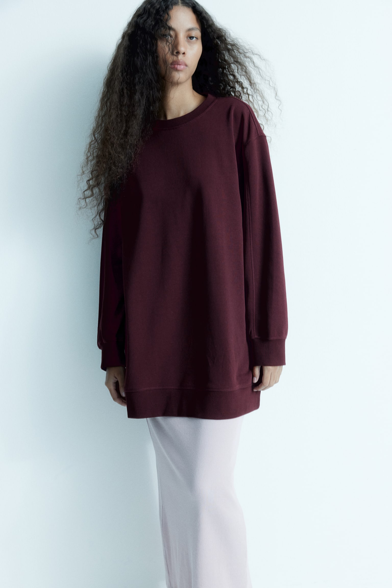 Sweatshirt dress - Burgundy/Black/Light beige/Light blue/Dark grey/Light grey marl - 5