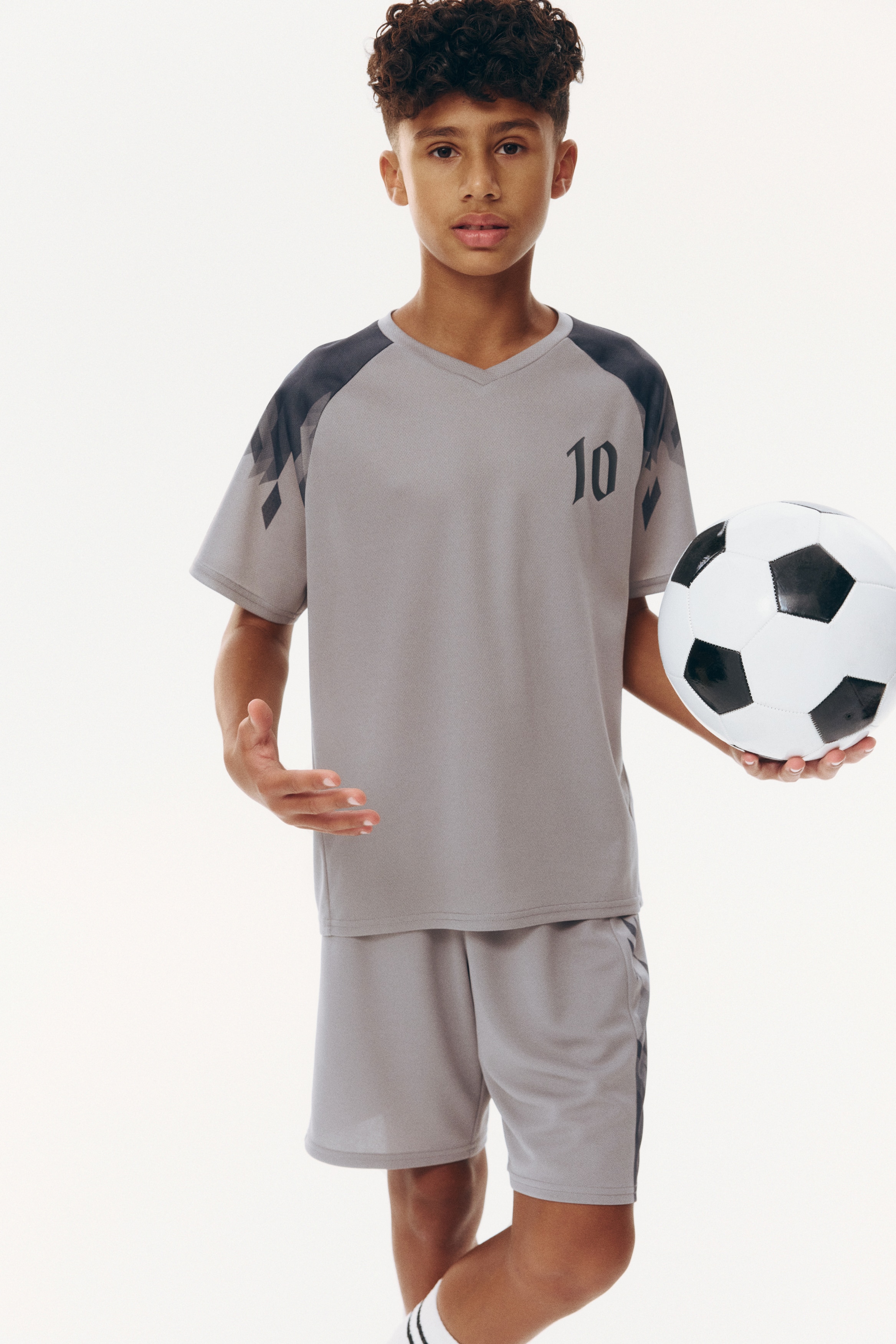 2-delt fodboldsæt med DryMove™ - Lysegrå/10/Marineblå/Mønstret/Rød/Mønstret