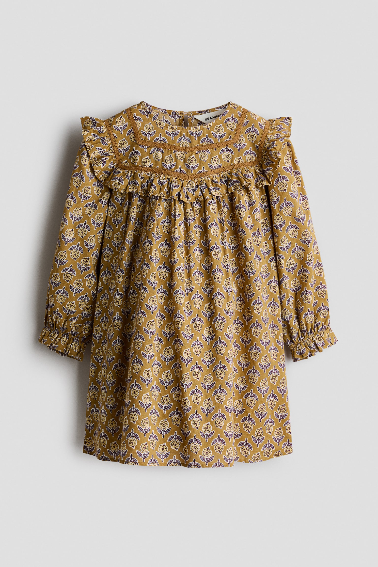 A-line cotton dress - Beige/Floral
