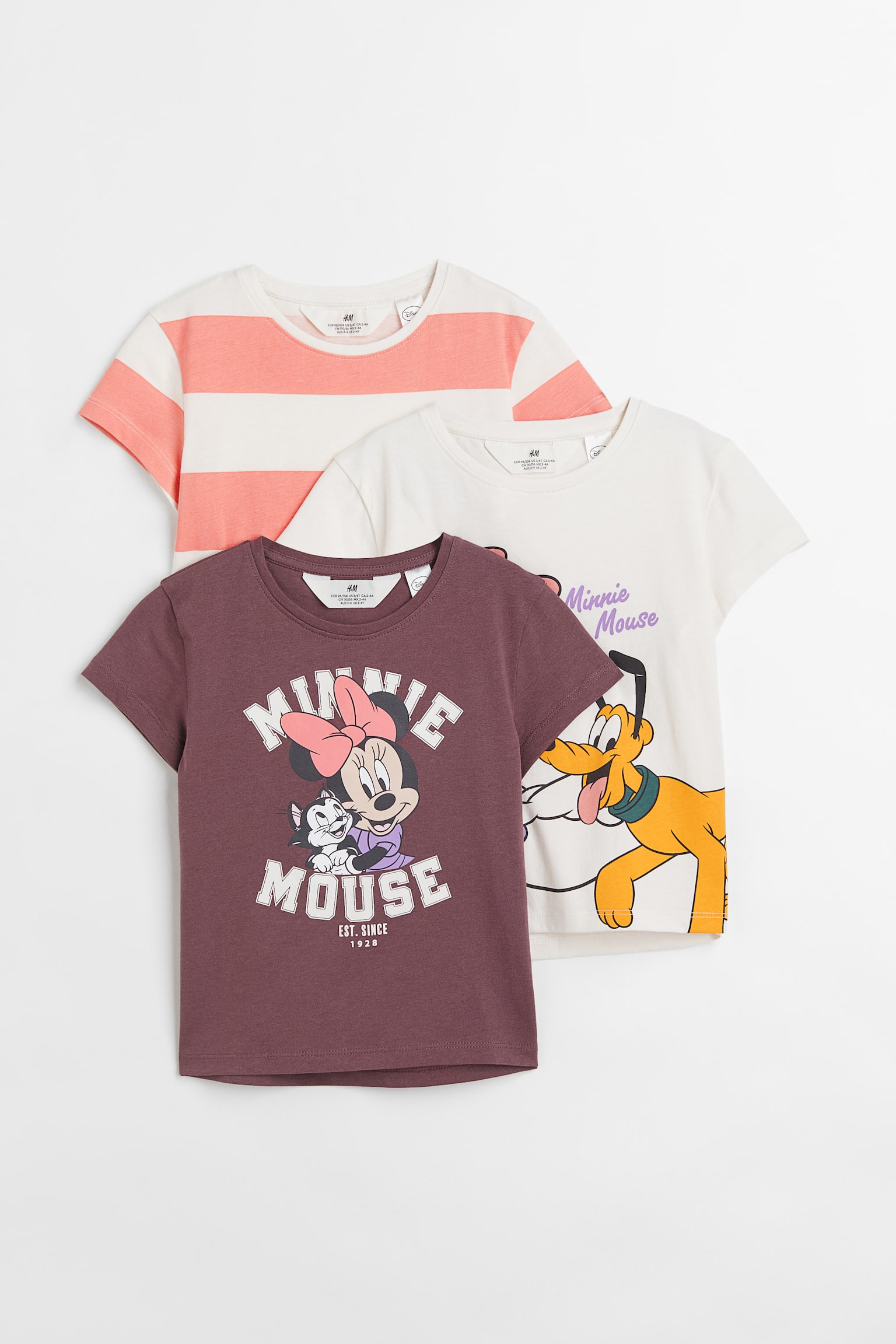 3-pack Print Jersey Tees - Natural white/Minnie Mouse/Light green/Gabby's Dollhouse/Light pink/Barbie/Dark grey/Squishmallows/Light blue/Frozen/White/Minnie Mouse/Light pink/Minnie Mouse/White/Frozen/White/SmileyWorld®/Light purple/Paw Patrol/Light pink/Minnie Mouse/Light purple/Paw Patrol/Light pink/Frozen/White/Frozen - 1