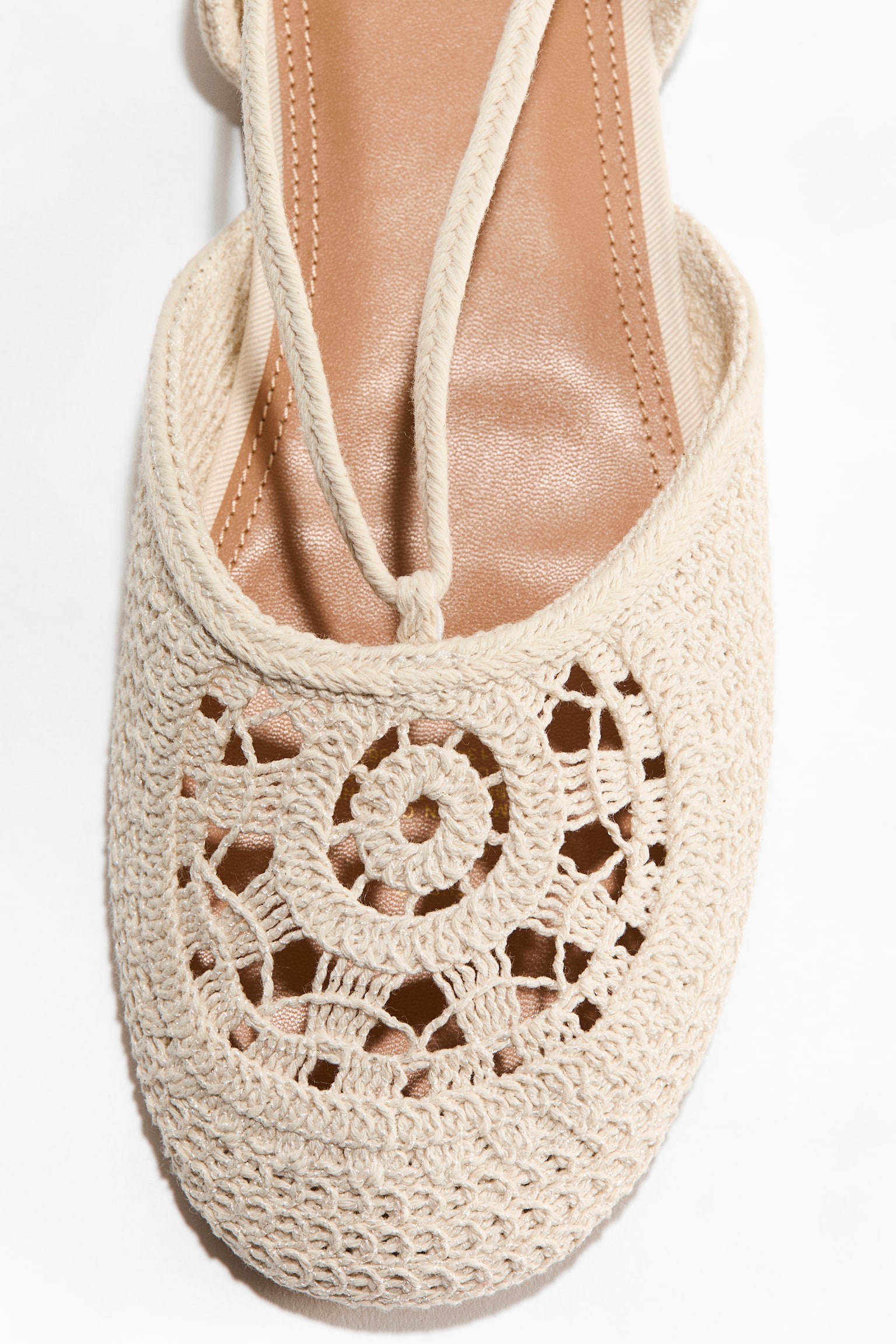 Женские балетки H&M Crochet-Look Ballet Flats, цвет: Светлый бежевый — фото 3
