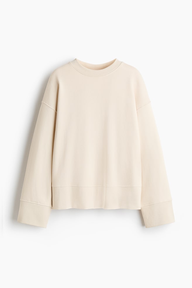 Oversized Sweatshirt aus Baumwolle - Hellbeige/Dunkelbraun/Dunkelgrau/Blau - 1