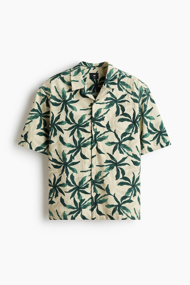 Relaxed Fit Cotton resort shirt - Dark green/Patterned/Rust red/Patterned - 1