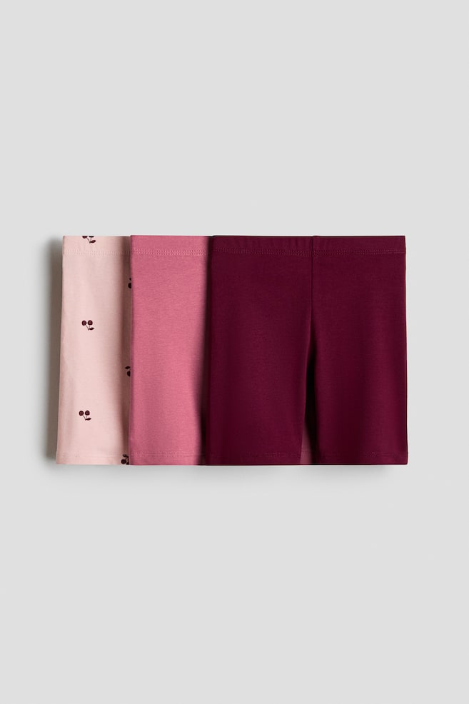 3-pack cotton cycling shorts - Pink/Cherries/Light blue/Lilac/Dusty pink/Dusty purple/Hearts - 1