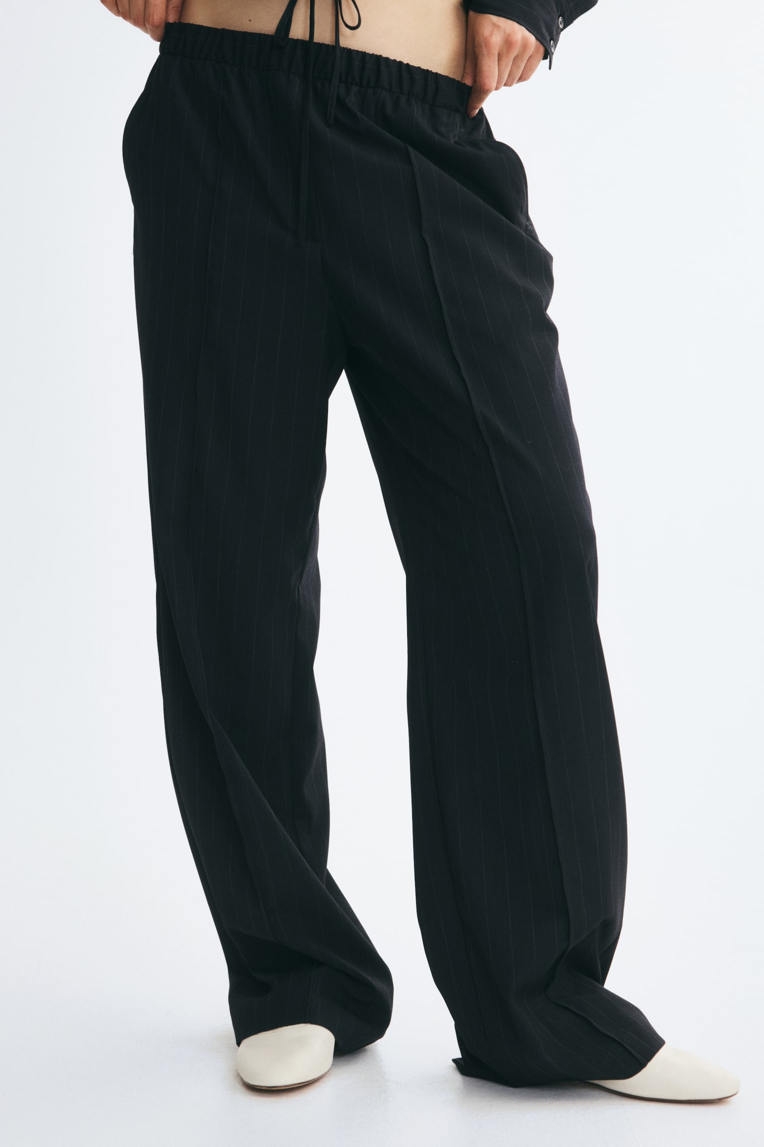 Женские брюки H&M Loose-Fit Pull-On, цвет: Тёмно-синий — фото 4