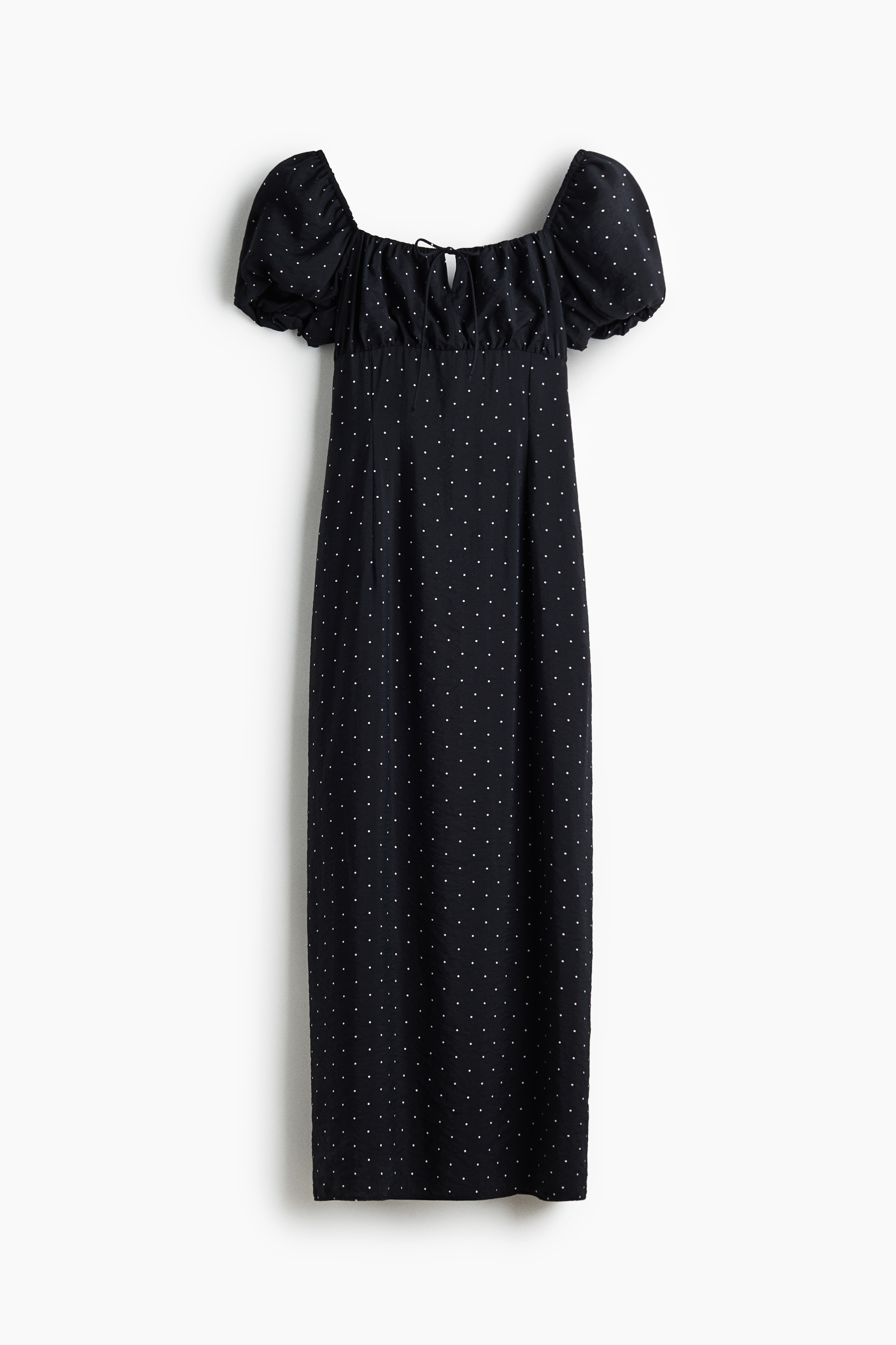 Square-neck dress - Black/Spotted/Denim blue