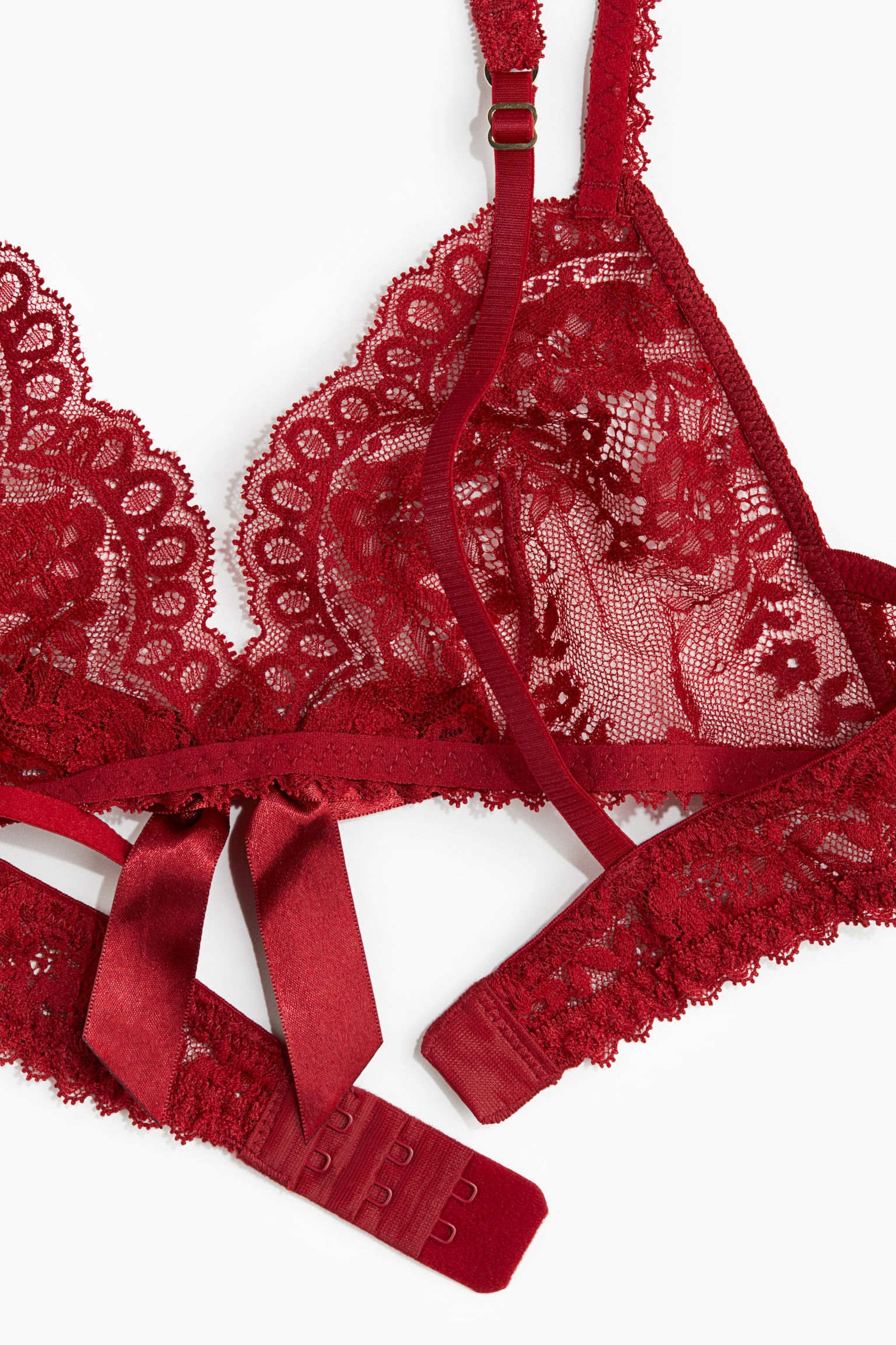 Soft lace bra - Dark red/Black - 6