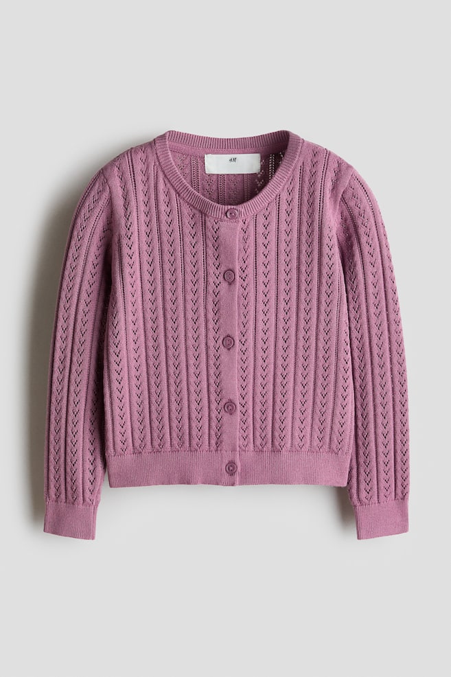 Gilet en pointelle de coton - Violet ancien/Crème/Taupe clair/Rouge foncé/Turquoise ancien clair/Jaune/Rose clair/Violet clair - 1