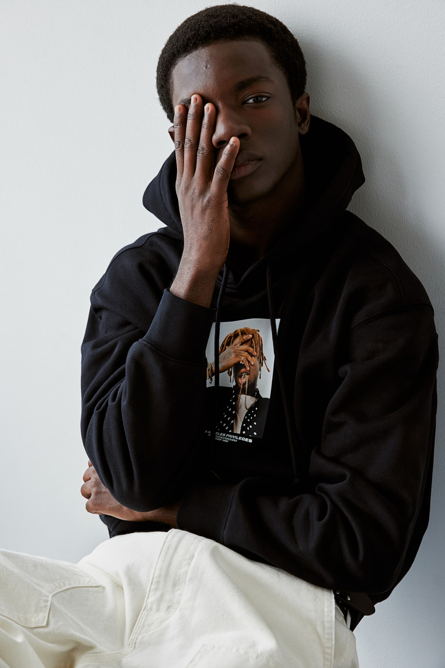 Loose Fit Printed hoodie - Black/Los Angeles Privileges/White/Black/Euphoria/Black/Out of Service/Light grey marl/Royale/Dark grey/Out of service - 1