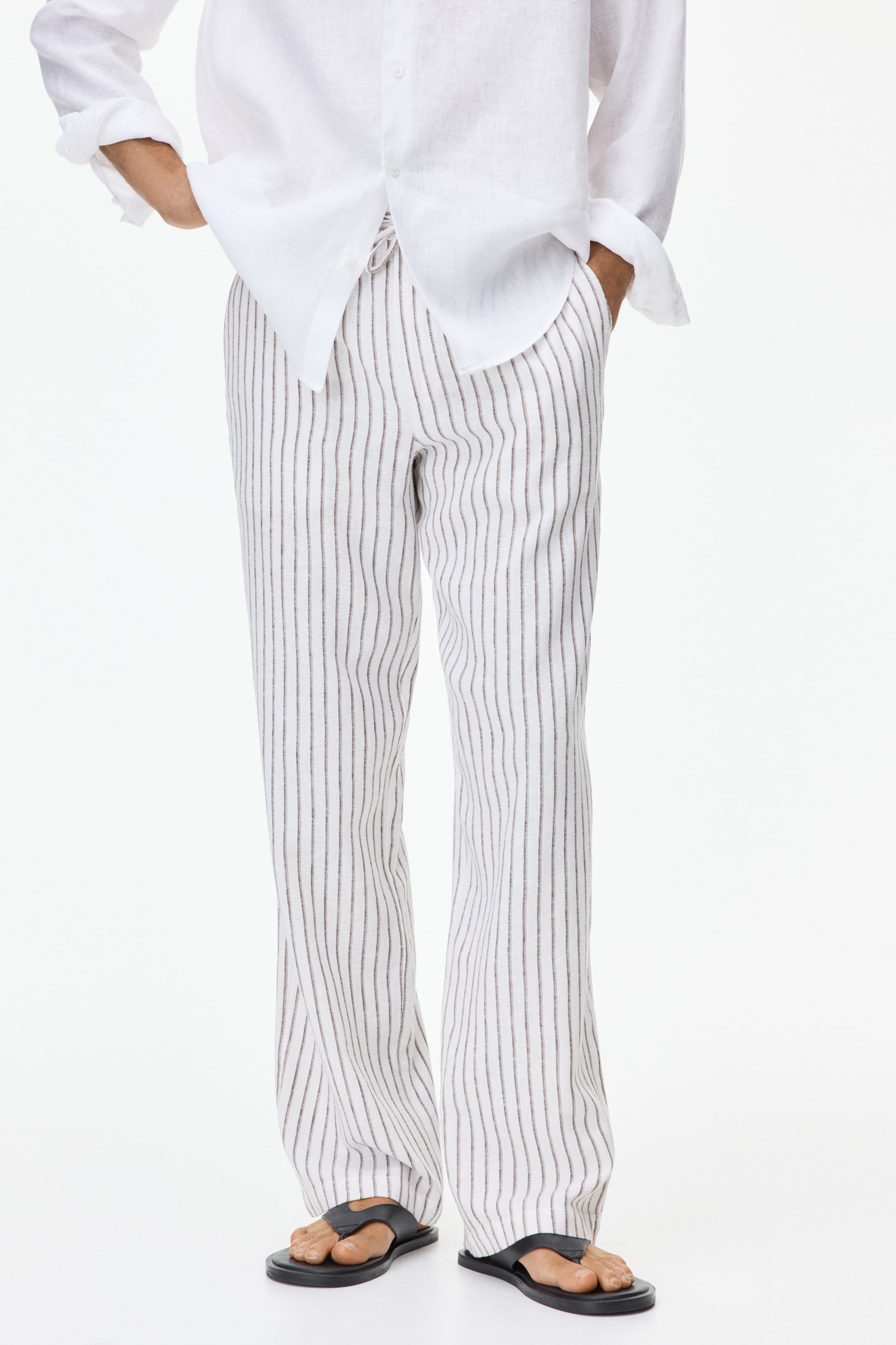 Relaxed-Fit Linen-Blend Pants